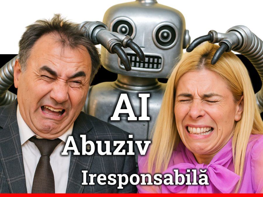 Trucaj satiric pentru coperta articolului pamflet "Powered by AI: Absurditate Instituțională. Abuzivul și Iresponsabila", simbolizând un protest față de problemele de integritate din CECCAR.
