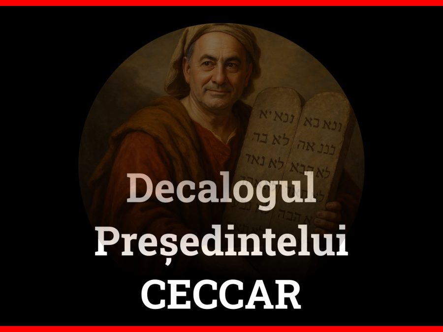 Coperta pamfletului intitulat Decalogul Președintelui CECCAR cu Robert Șova ca Președinte al CECCAR.