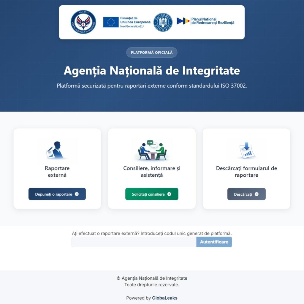 Platforma Avertizori361 lansată de Agenția Națională de Integritate pentru raportări externe ale avertizorilor în interes public